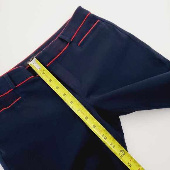 Banana Republic Pants Sloan Silk Trim Slim Ankle Work Career Trousers Navy Red 6 - Picture 11 of 12